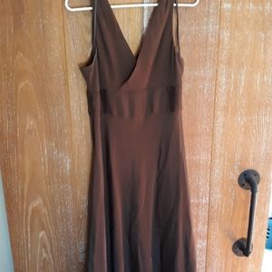 Brown silk dress.